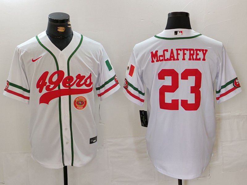 Men San Francisco 49ers #23 Mccaffrey White Joint Name 2024 Nike Limited NFL Jersey style 3